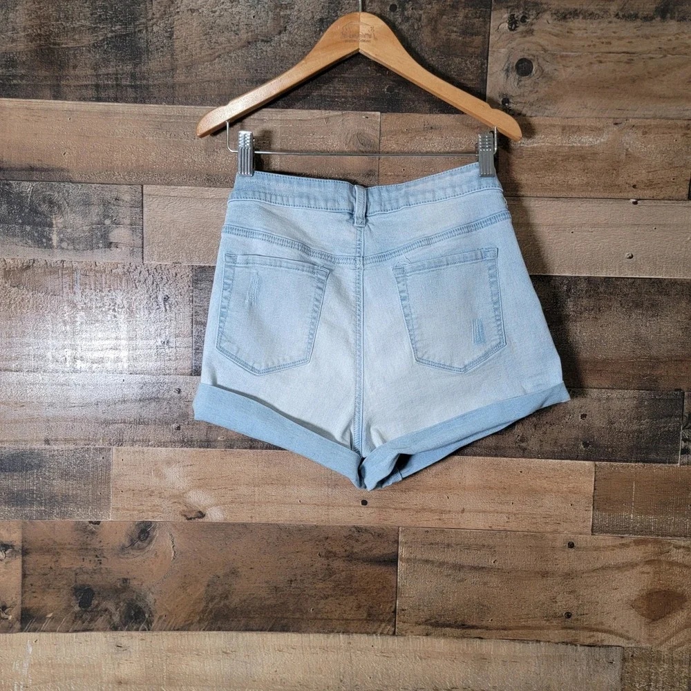 Pacsun Super Stretch Shortie Button Fly Light Wash‎ Denim Shorts Size 29